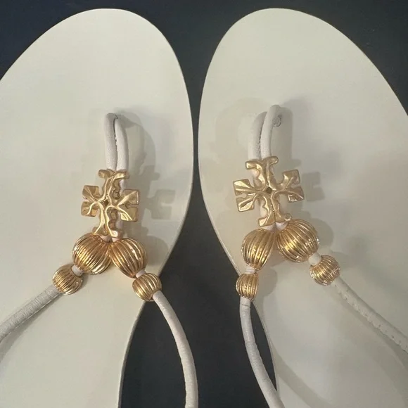 Tory Burch Gold and White Women's Sandals - Picture 4 of 6